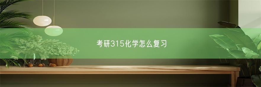 考研315化学怎么复习